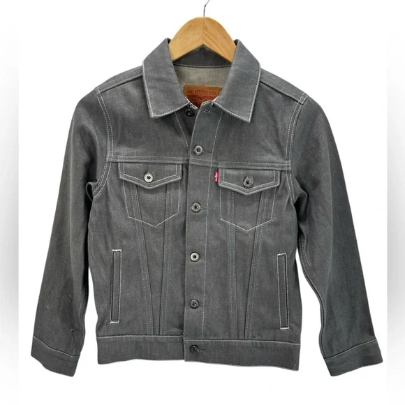 Levi's Big Boys' Classic Grey Denim Trucker Jacket Youth Medium 10-12 - Picture 1 of 11